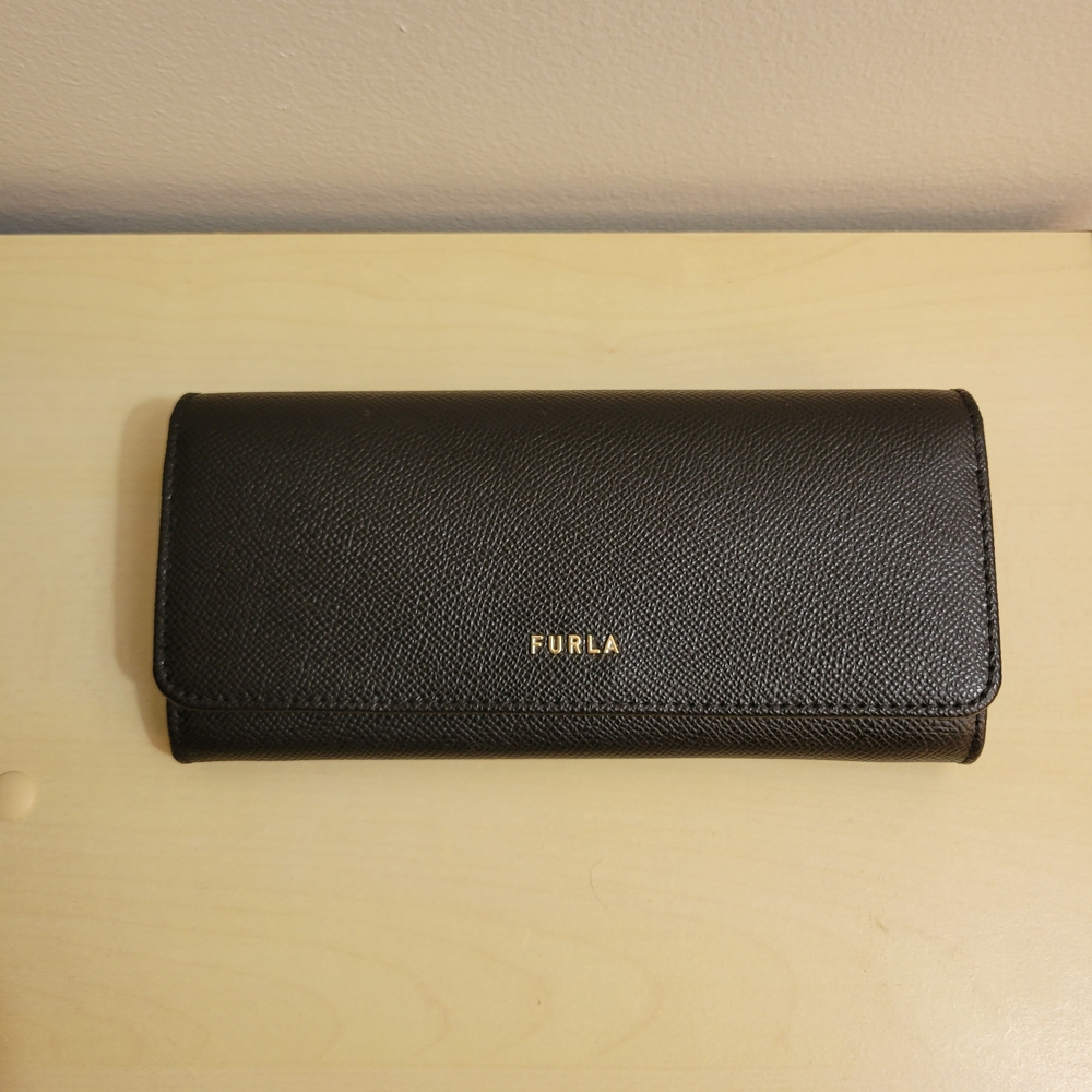 NEW Furla Designer Continental Wallet Genuine Black Leather
